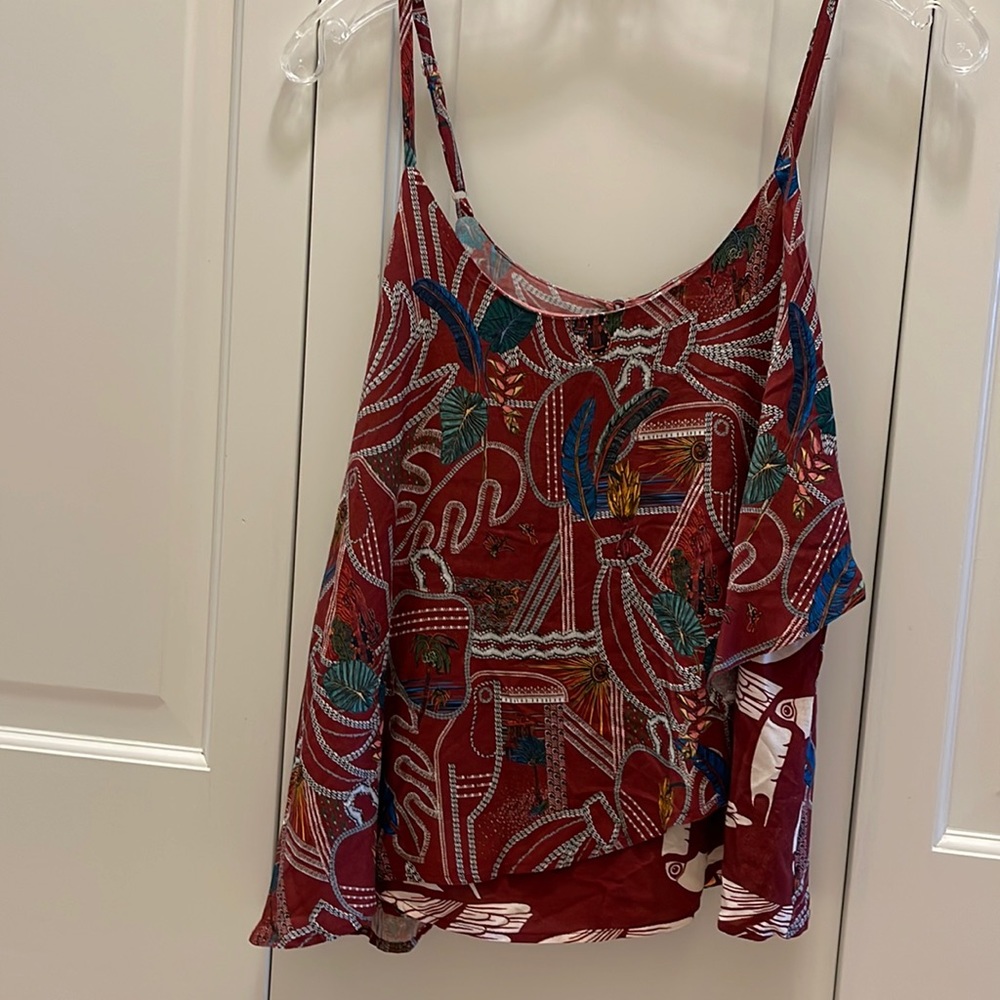 NWT Anthropologie Farm Rio Benita Layered Cami Toucan Bird Palm Tree Size S